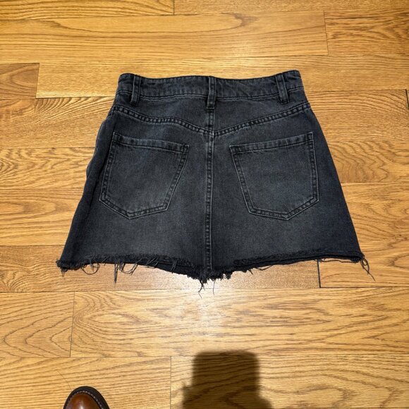 Free People Black Denim Zip Up Mini Skirt - Picture 2 of 3